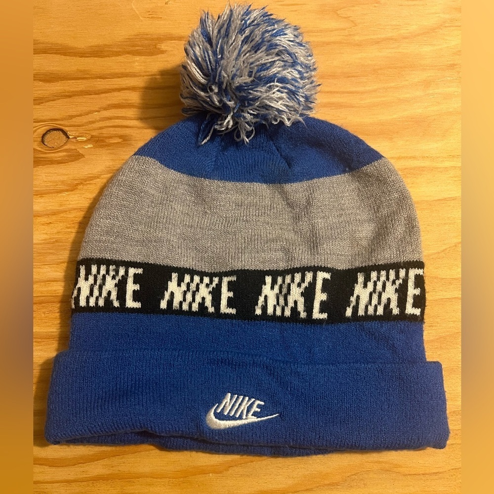 Nike Blue and Gray Knit Hat